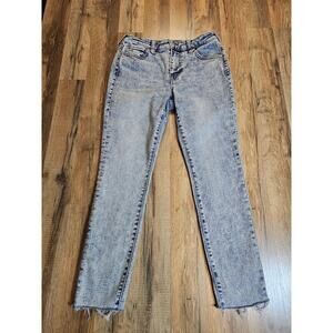 True Religion Jenny Curvy Mid‎ Rise Skinny Denim Jeans Women's Size 27 Raw Hem
